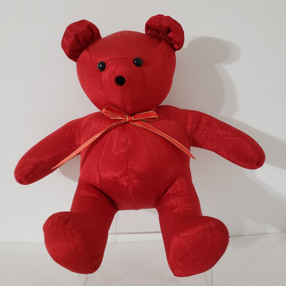 Crafty Lady Red Stuffed Teddy Bear Firm Chubby Plush Bear Sits On Its Own
